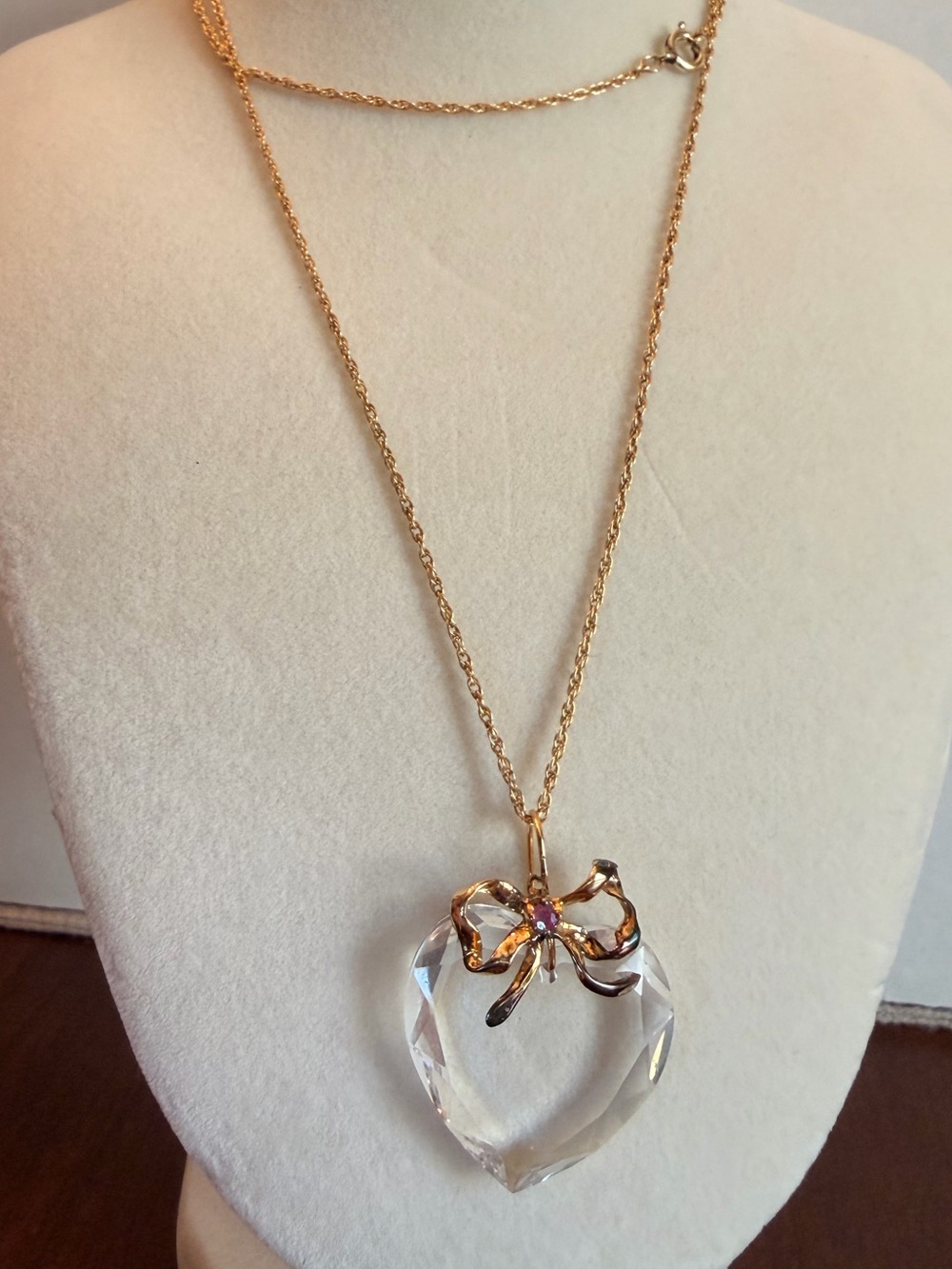 LENOX Crystal and Ruby 925 Pendant on 14k Gold Filled Chain - Picture 3 of 9
